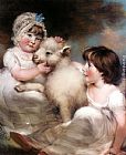 John Russell Wall Art - Portrait of Miss E. and Miss L. Earle with a Lamb
